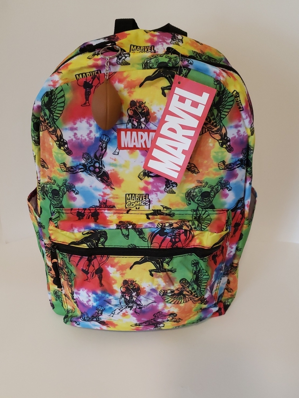 Marvel Kids Backpack - Rainbow Tie-Dye with Black Character Prints